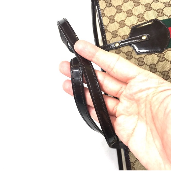Authentic Gucci brown monogram canvas tote ribbon accents - Picture 5 of 16